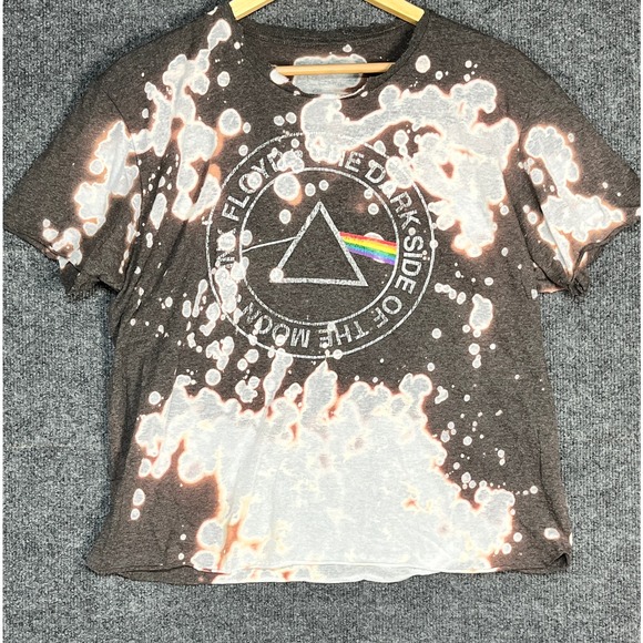 Pink Floyd T Shirt  Dark Side of the Moon Distressed Bleach Tie Dye Tee Womens L - Picture 1 of 10